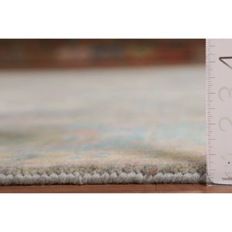 Grey Floral Oushak Indian Area Rug Handmade Wool Carpet - 8'8"x 12'6"