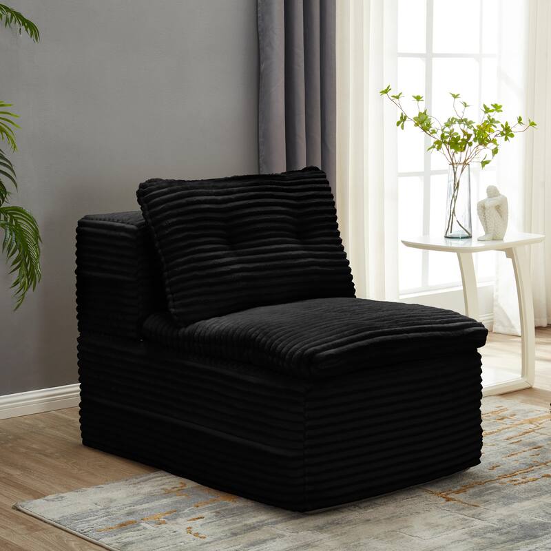 Convertible Floor Sofa Bed with Chaise Lounge, Corduroy 3-in-1 Sofa, Sofa to Bed with Dual-Purpose Blanket, No Assembly Required