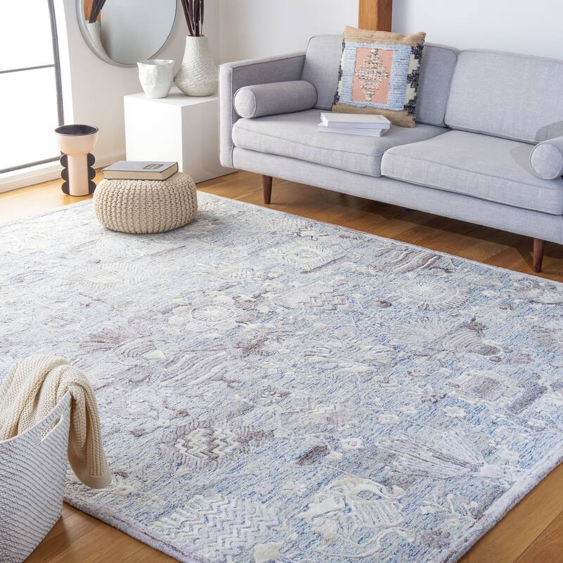 SAFAVIEH Handmade Glamour Adeliya Modern Viscose Rug - 9' x 12' - Light Blue/Ivory
