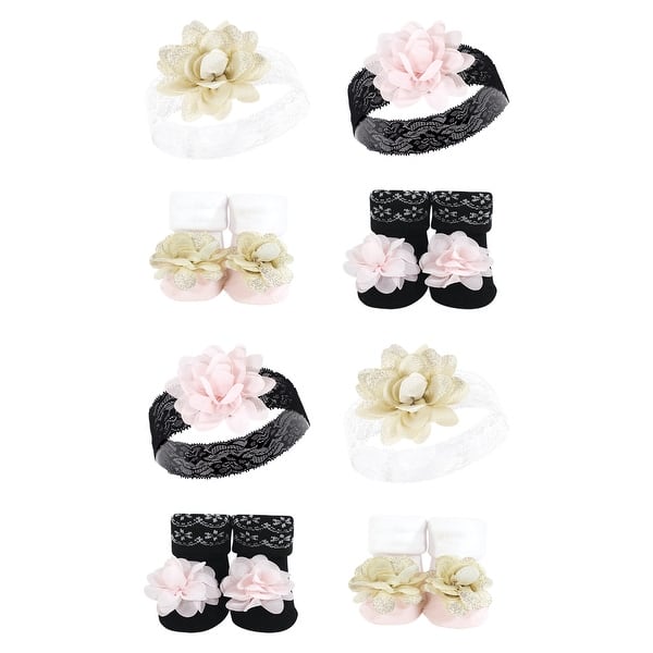 slide 1 of 1, Hudson Baby Infant Girl 8Pc Headband and Socks Set, Lace, 0-9 Months - Lace Lace - 0-9 Months