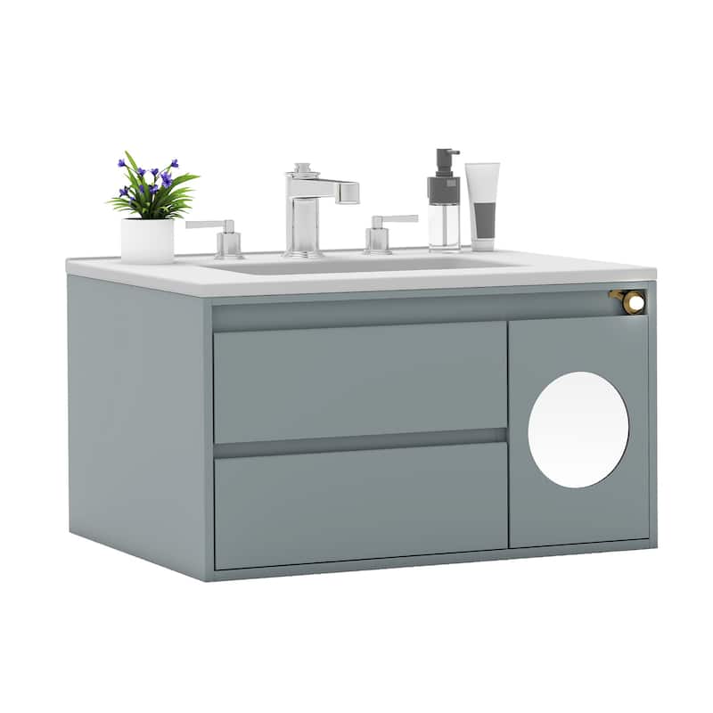 Moasis 31" Gray Bathroom Vanity with Smart Motion-Sensor Light & Ample Storage