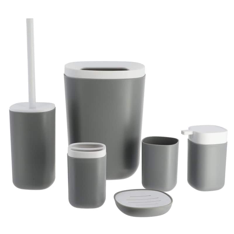 6-Piece Bathroom Accessories Set Modern Design - N/A - Gray