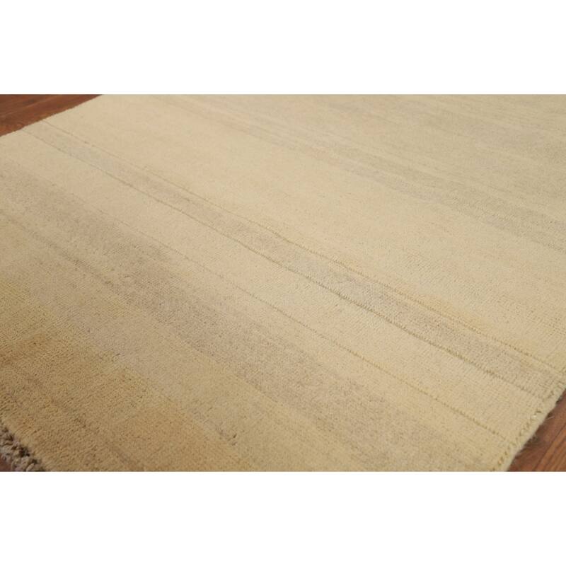 Striped Modern Gabbeh Oriental Foyer Rug Handmade Wool Carpet - 3'3"x 4'11"