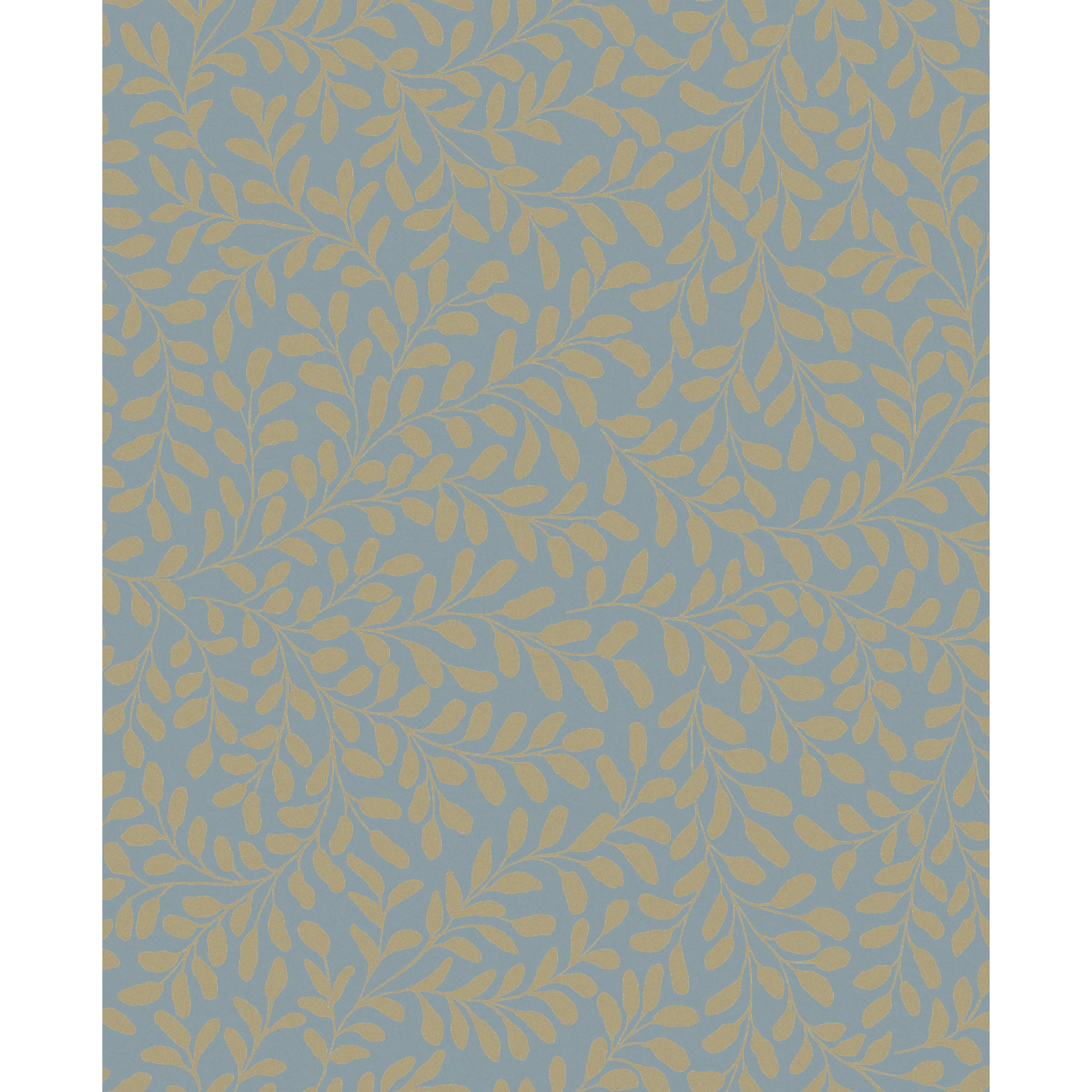 Graham & Brown Gilded Leaf Sky Blue & Pale Gold Wallpaper