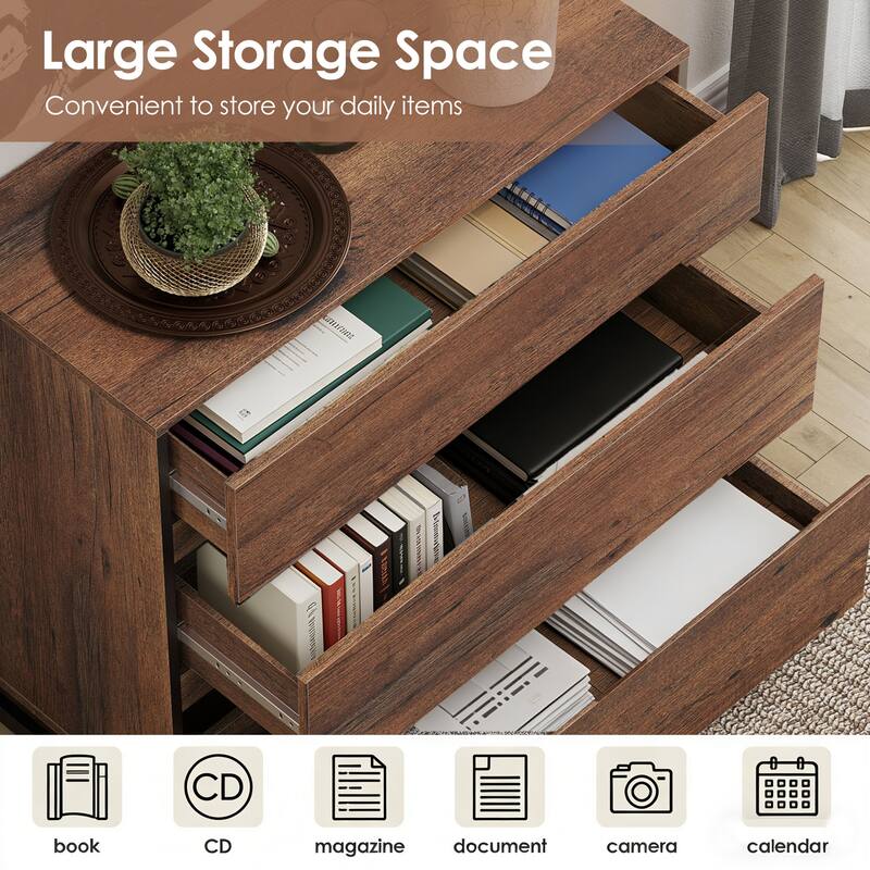 WAMPAT 59" Executive Desk with Charging Station & Storage Cabinet + 72" Tall Bookcase with 6 Drawers.