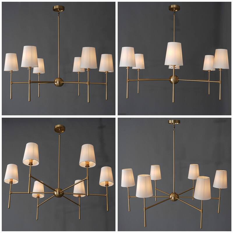 KAYLA 6-Light Chandelier, 42" Wide Modern Dining Room Light Fixture - Gold