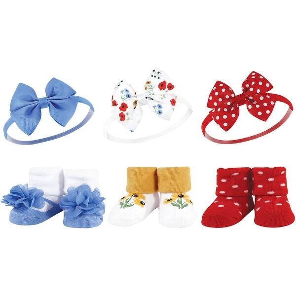 slide 1 of 1, Hudson Baby Infant Girls Headband and Socks Giftset, Wildflower, One Size - Wildflower Wildflower - One Size
