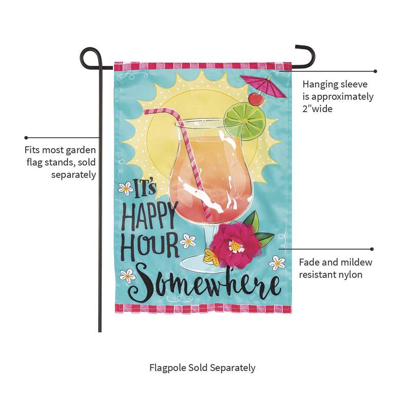 It's Happy Hour Somewhere Applique Garden Flag