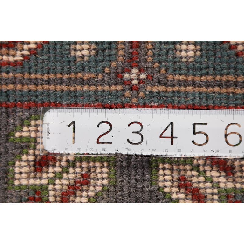 Hand Knotted Oriental 100% Wool Carpet Traditional Geometric Navy Blue & Blues Kazak Runner Rug - 9' 8'' X 2' 6''