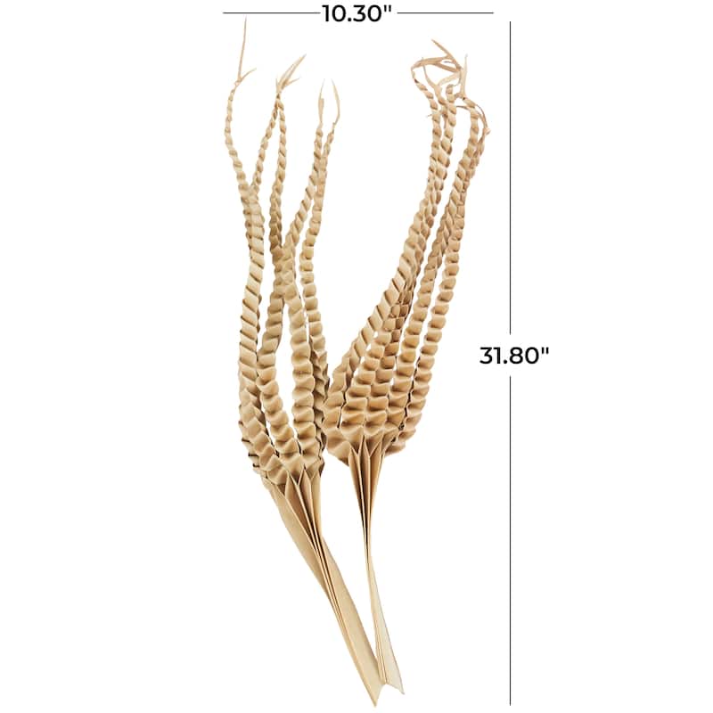 Dried Plant Palm Leaf Handmade Tall Five Finger Natural Foliage - Beige - Roche River Decor - 4"W x 10"L x 32"H