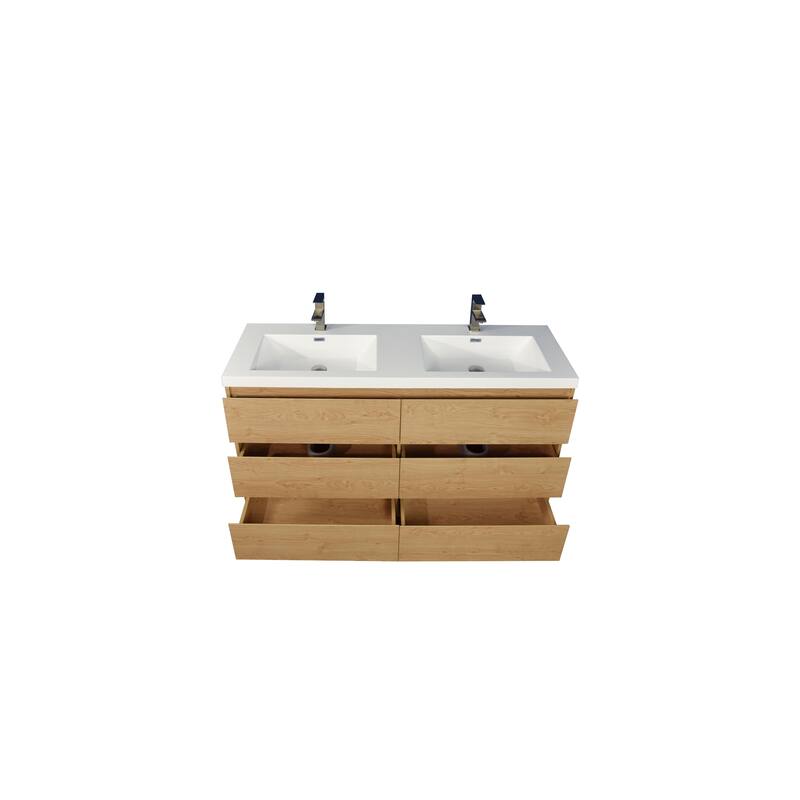 Angeles 60" freestanding bath vanity with dual basin reinforced acrylic top