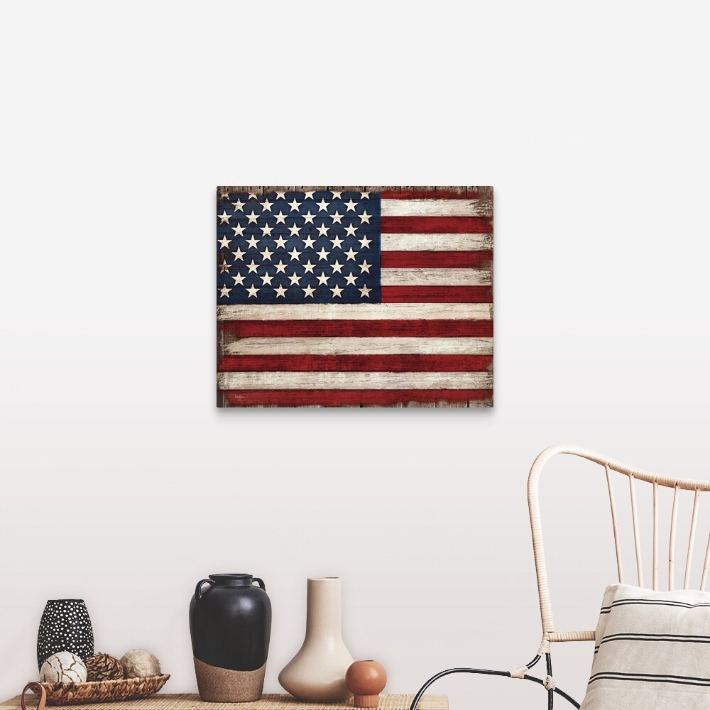 Distressed American Flag Canvas Wall Art Overstock 25498625