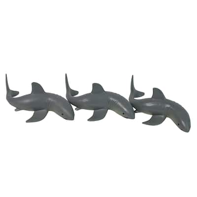 Set of 3 Gray and White Shark Frenzy Swimming Pool Dive Toys - 7" - N/A