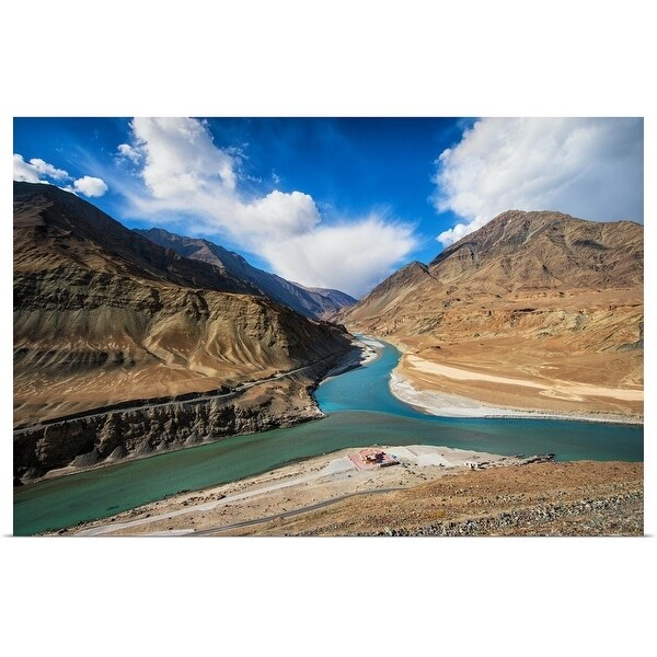 "Merge of Indus river and Zanskar river, India" Poster Print