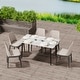 preview thumbnail 14 of 16, 6 Seater Kitchen Dining Table Modern Marble Tabletop Rectangular with Tapered Metal Legs