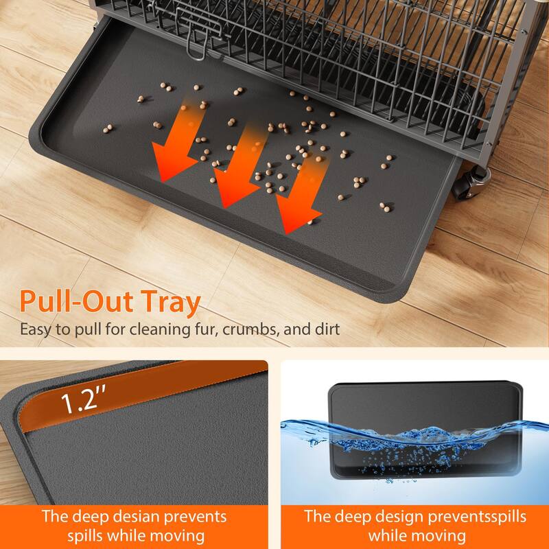 Dog Crate Furniture with Wheels, Indoor Kennel Table for Medium Dogs