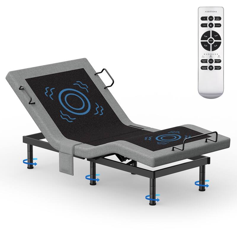 Twin Split King Size Adjustable Bed Base Frame with Massage - Twin
