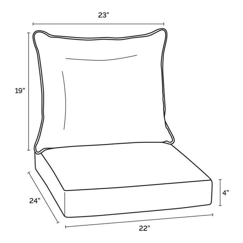 ARDEN Outdoor Foam Deep Seat Cushion Set, 22 in x 24 in