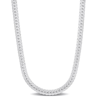 Miadora Sterling Silver Herringbone Chain Necklace