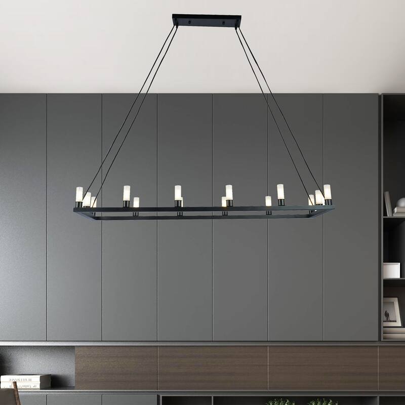 Zinak Black 14-Light Linear Frame 47-Inch Chandelier
