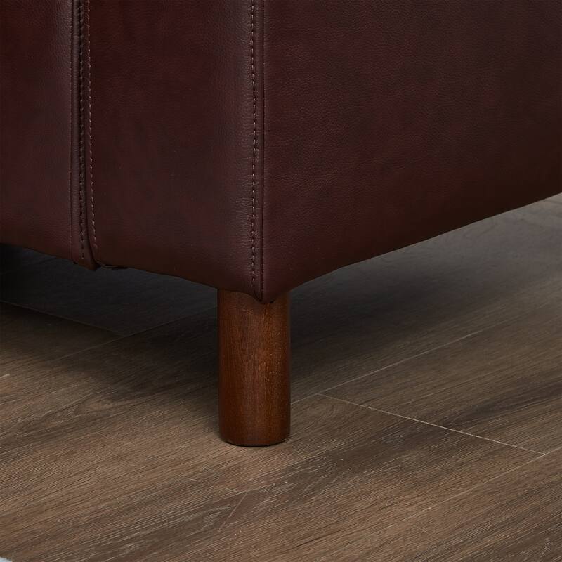 Roomfitters 112" Modern Extra Large 4-Seater Sofa, PU Leather Sectional Couch with Solid Wood Legs for Living Room