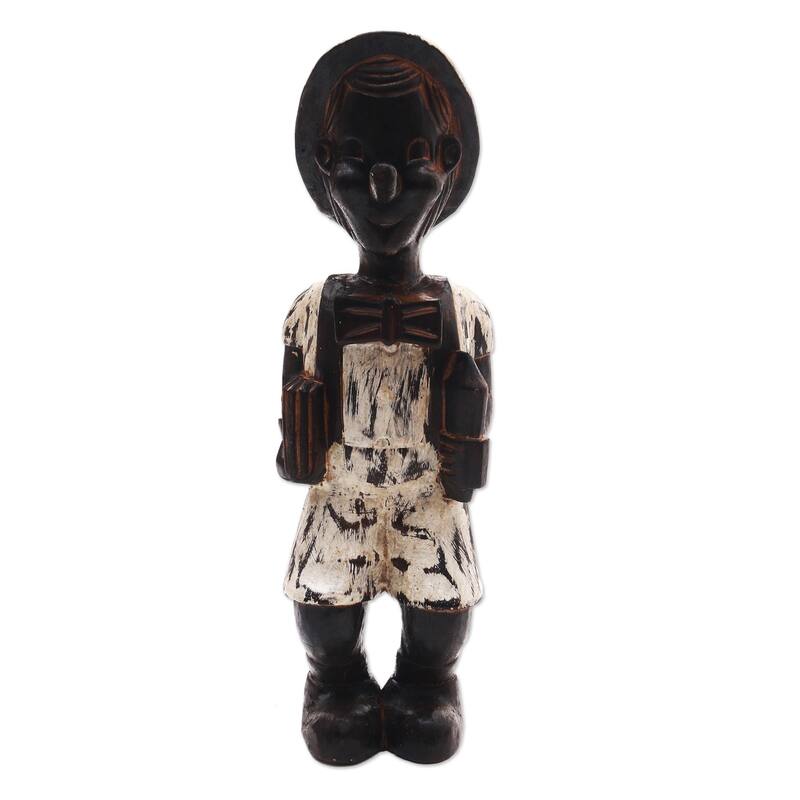 Novica Handmade Playful Boy Wood Sculpture