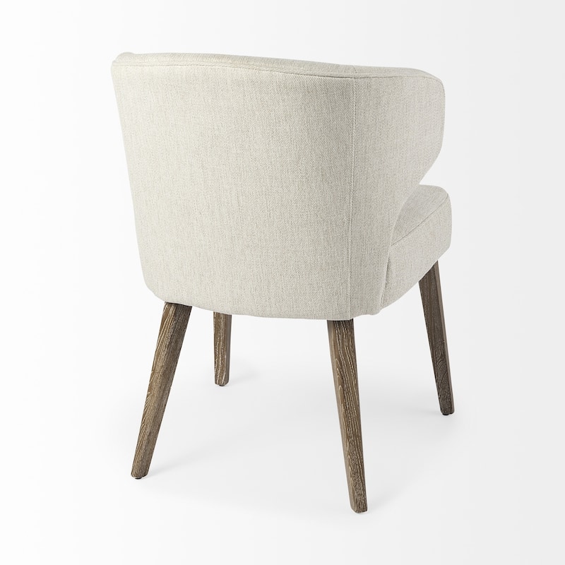 HomeRoots Ivory and Brown Mid Century Wingback Dining Chair - 25" W x 32" H x 22" D