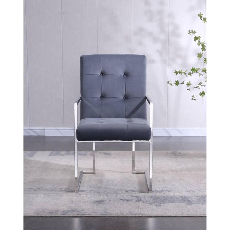 Modern Velvet Kitchen Dining Chair with Cushion, Backrest, Stainless Steel Legs for Dining Room Kitchen Living Room Bedroom