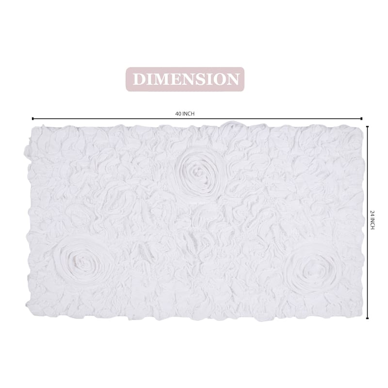 Bell Flower Bathroom Rug, Cotton Soft, Water Absorbent Bath Rug, Non Slip Shower Rug Machine Washable 24"x40" Rectangle