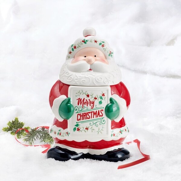 Pfaltzgraff Winterberry Santa Cookie Jar, 10 Inch - Bed Bath