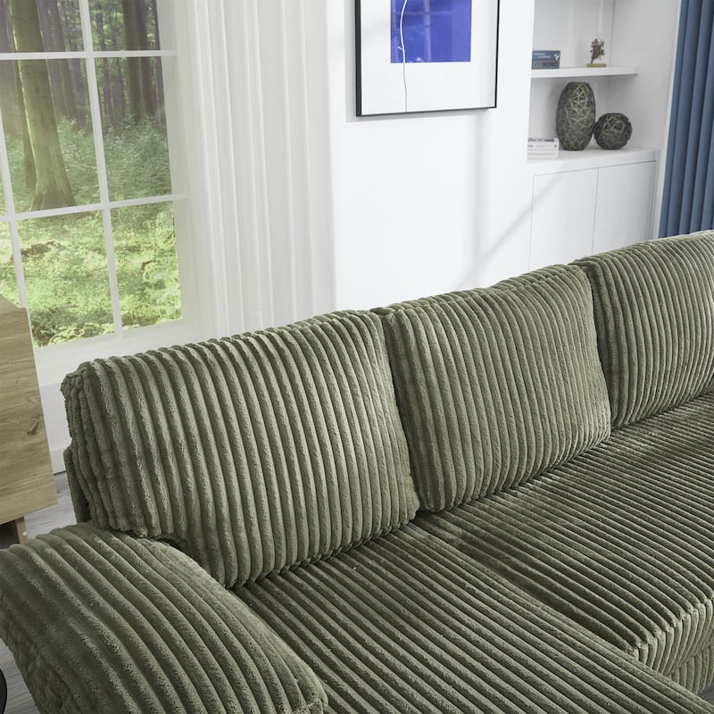 Symmetrical Corduroy Double Chaise Couch U-shaped Sectional Sofa