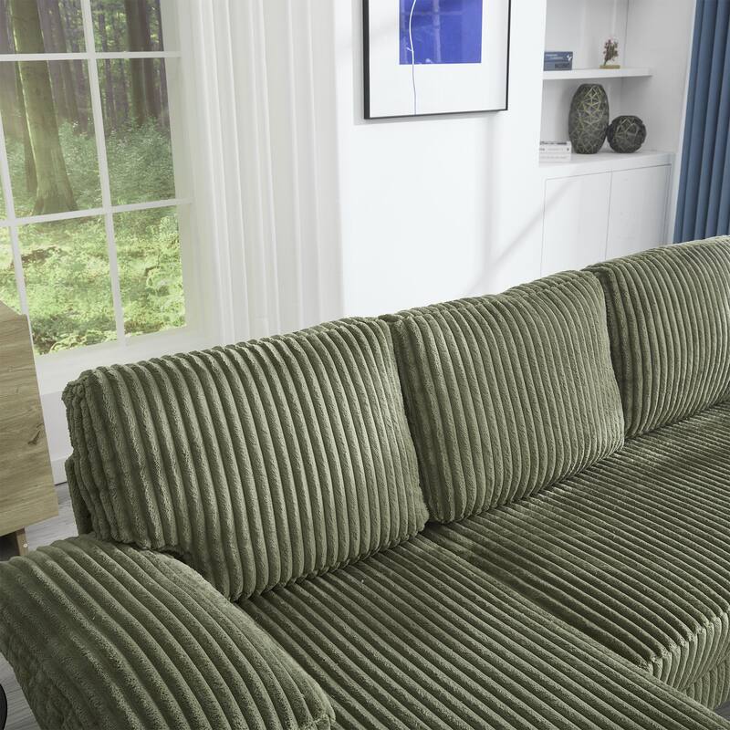 U-Shaped Modular Sectional Sofa with Double Chaise Lounge, Convertible Deep Seat Sleeper Sofa, Velvet Upholstered 4 Seater Sofa