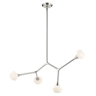 Cassius 39.5 Inch 4 Light Convertible Chandelier with Opal Glass in Polished Nickel