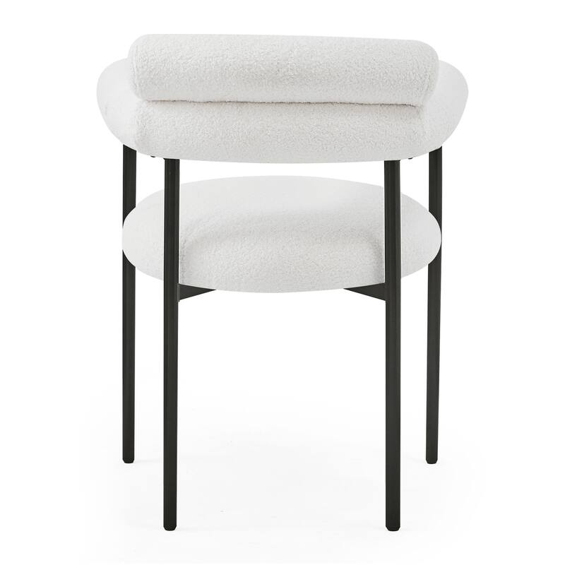 Modern Set of 2 Dining Chairs with Armrests, Padded Seat Backrest, Metal Legs for Dining Room Living Room and Café