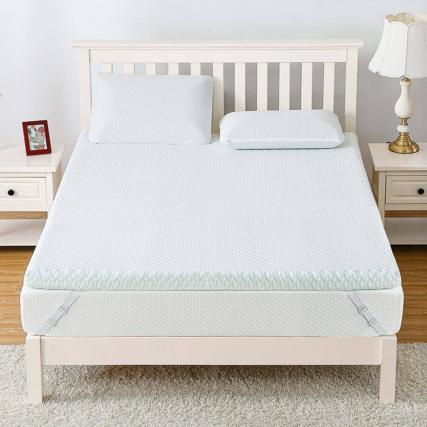 Memory Foam Egg Crate Mattress Topper w/ Green Tea Infusion On Sale