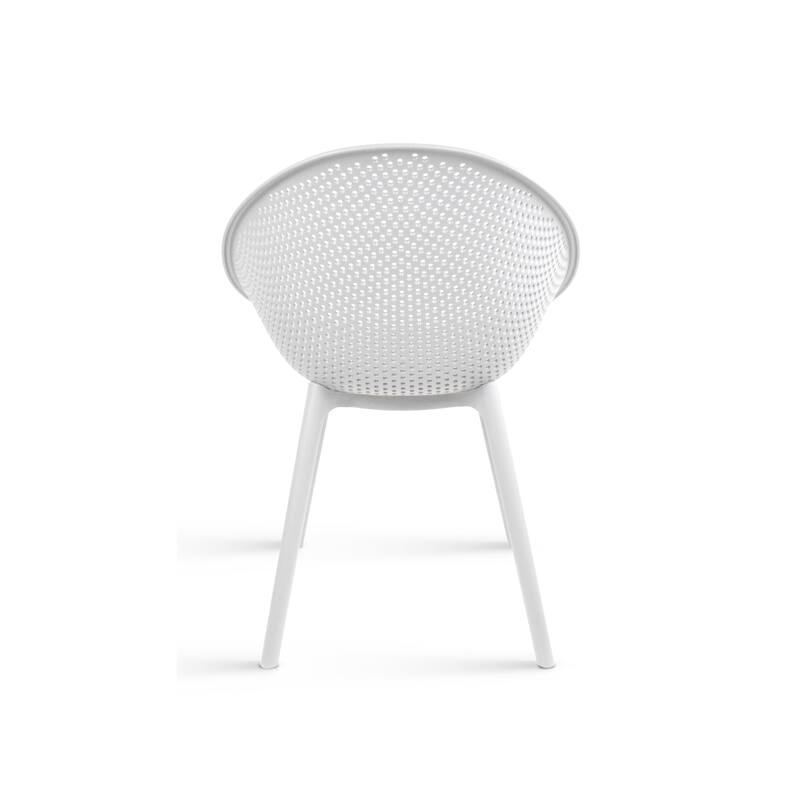 Set of 2 Mid-Century Modern Plastic Dining Chair Plastic Legs with Breathable Perforated Egg Shaped Seat for Indoor/Outdoor Use