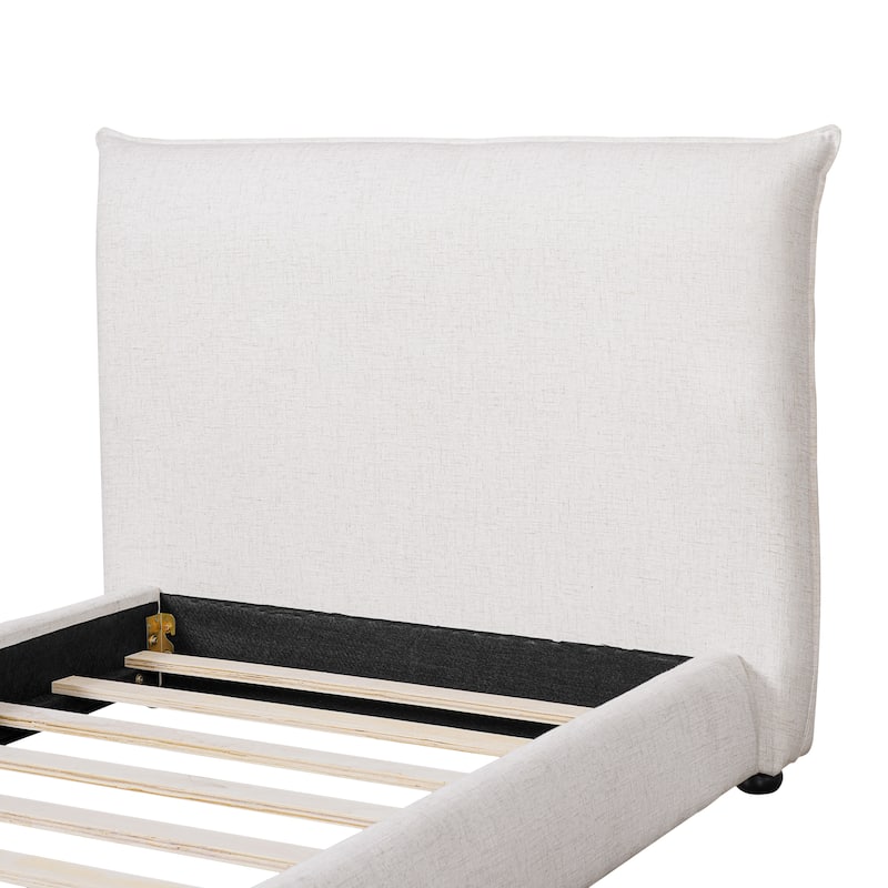 Christopher Knight Home - Naomi Modern Linen Upholstered King Platform Bed with Pillow-Back Headboard