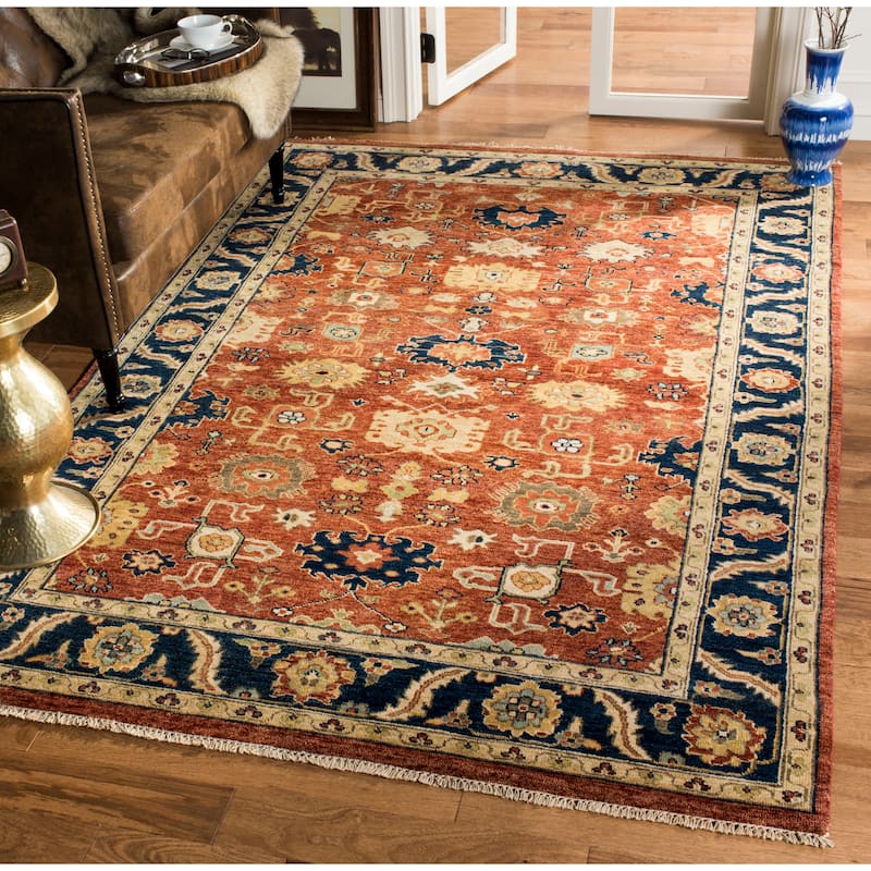 SAFAVIEH Couture Handmade Heriz Bertraut Traditional Oriental Wool Rug - 6' x 9' - Rust/Navy