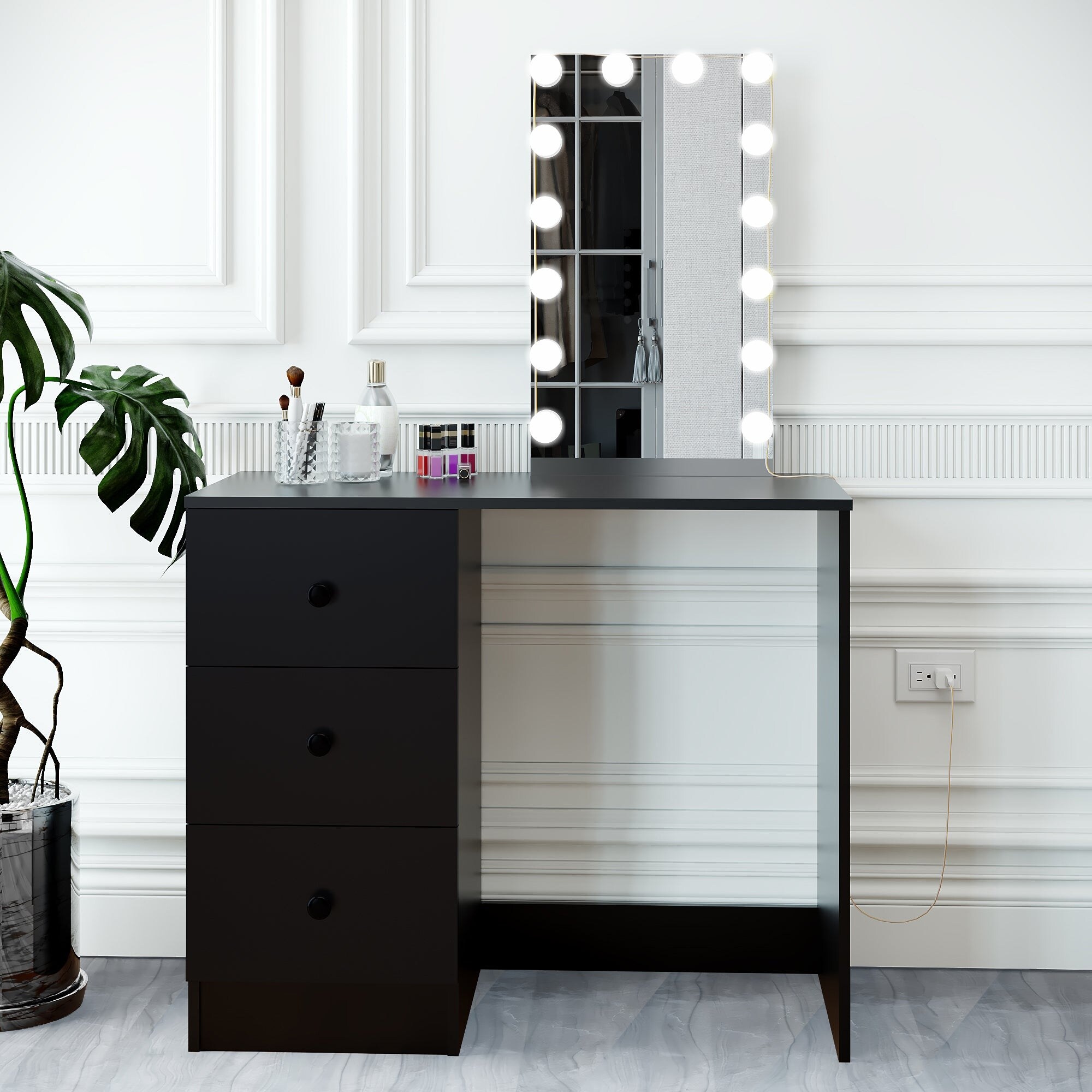 Boahaus Iris Dressing Table with Light Bulbs Basic Knobs N A Bed Bath Beyond 38443440