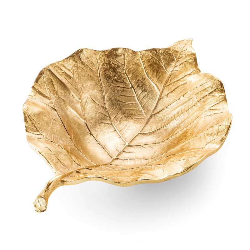 Alice Pazkus 12.5"L Gold Leaf Shaped Shallow Bowl