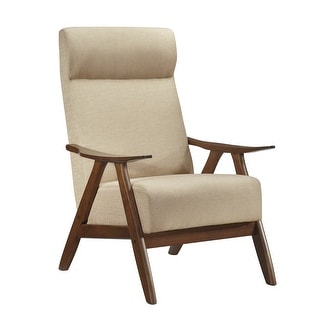 Modern Home Furniture Orange Color Fabric Upholstered 1pc Accent Chair Cushion Back and Seat Walnut Finish Solid Rubber Wood Furniture