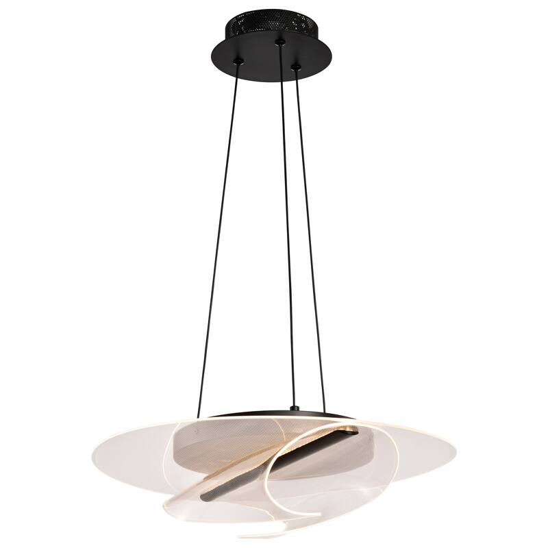 Geneva 18 Inch LED Pendant Matte Black Silk Screened Acrylic Lens - Matte Black