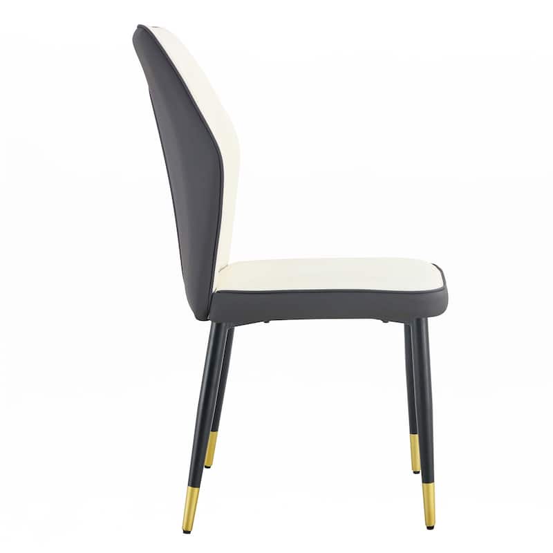 4PCS PU Dining Chairs - White&Gray