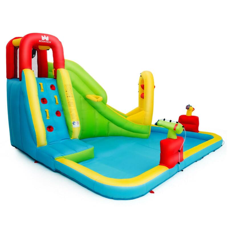 Gymax Outdoor Inflatable Splash Water Bounce House Jump Slide w/Blower
