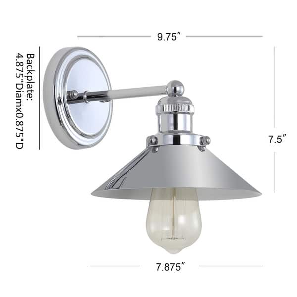 dimension image slide 13 of 22, JONATHAN Y Florence Metal Shade Sconce