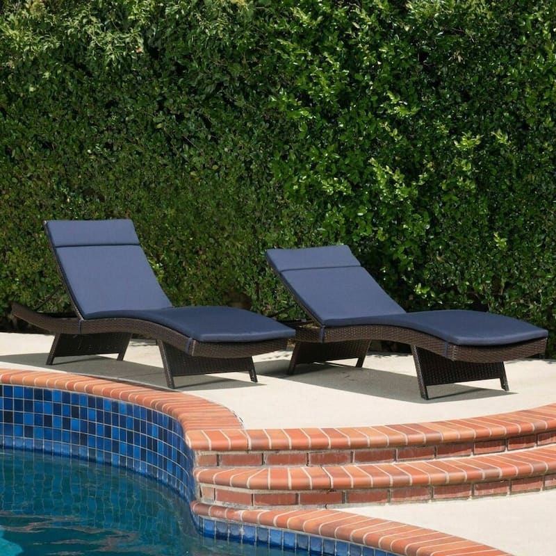 Roomfitters Chaise Lounge Cushion Set, Without Chaise Lounge, Water-Resistant Fabric with Secure Ties (Set of 2)