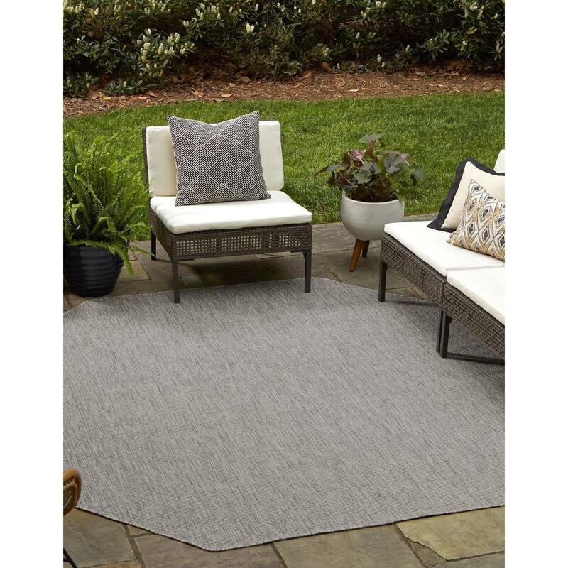 Outdoor Amsterdam Collection Area Rug - Light Gray - 8'x8' Octagon