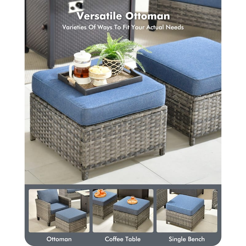 OVIOS 4 Pieces Patio Furniture Wicker Set with Solar-Powered Coffee Table