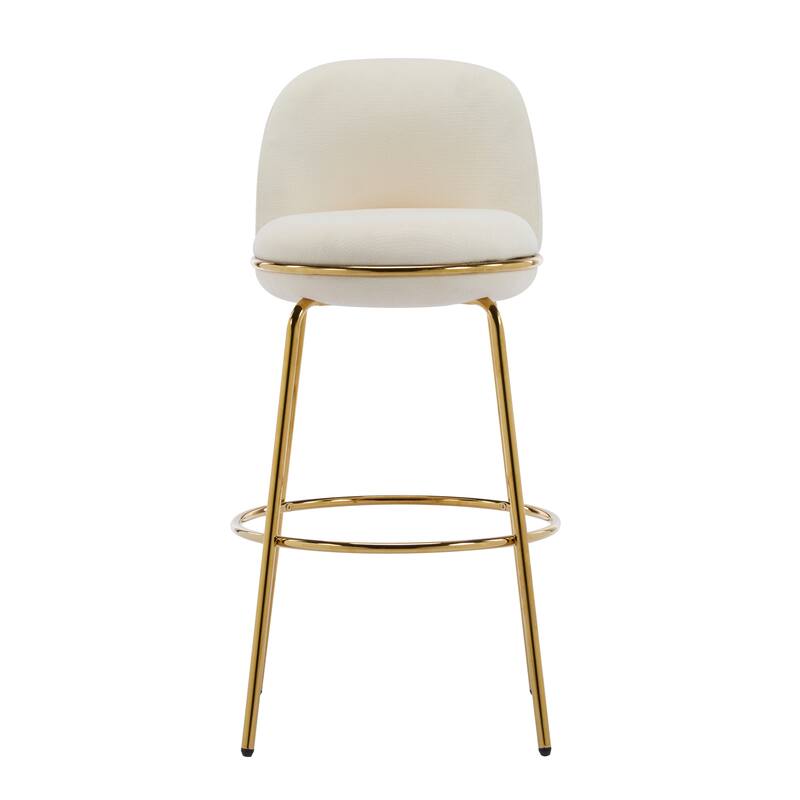 Upholstered Bar Stool Side Chair Set of 2 - Beige,Gold