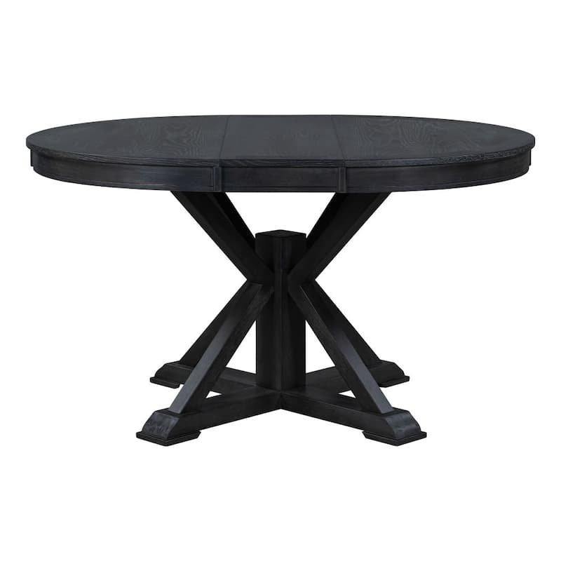 Functional Furniture Retro Style Dining Table Set with Extendable Table and 4 Upholstered Chairs